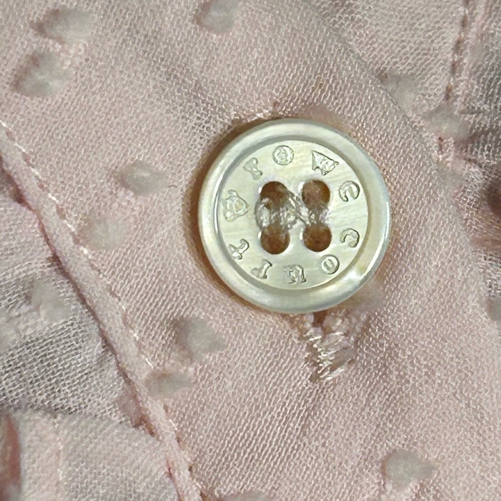COURT & ROWE Pale Pink Swiss Dot Ruffle-Trim Button Front Blouse - Picture 5 of 7